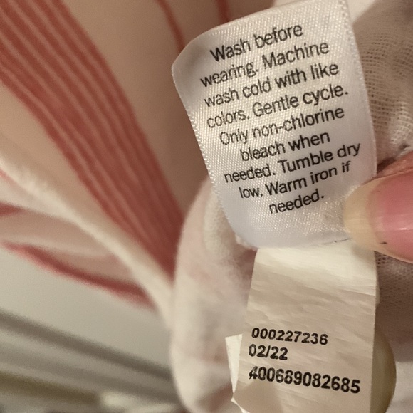 NWT Sonoma cream & mauve striped sleeveless cotton midi-dress w/decor buttons 4x - Picture 10 of 11